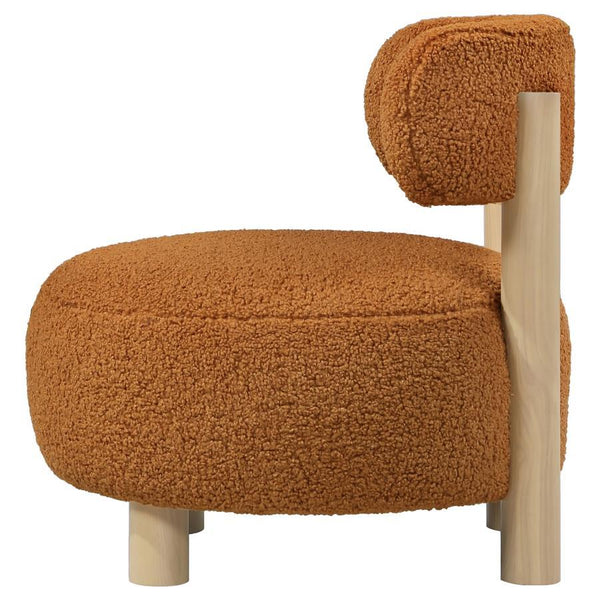 Zonie - Boucle Upholstered Barrel Back Accent Chair - Orange
