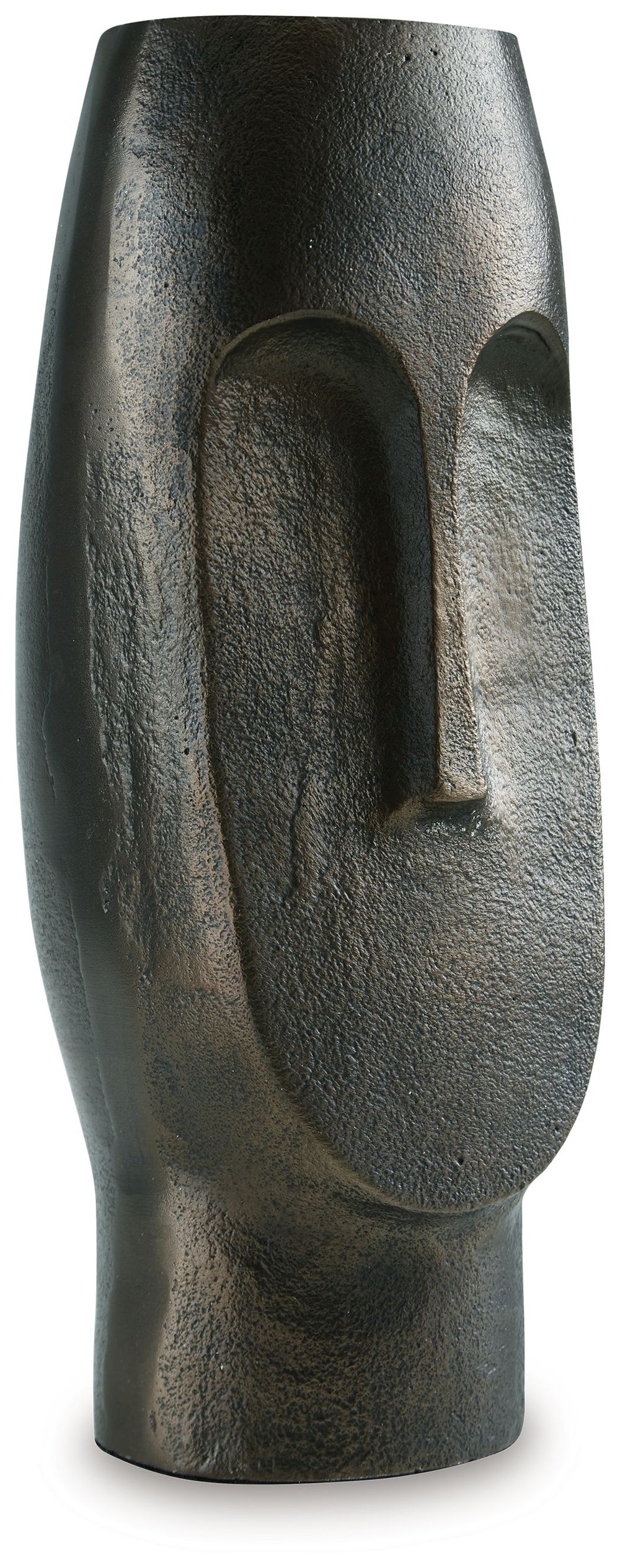 This vase offers an abstract take on the human profile. An antiqued bronze-tone finish adds an air of subtle sophistication. Artistic in form on its own, this contemporary piece is equally as impressive displayed with other decor.<br/><br/><b>Product Feat