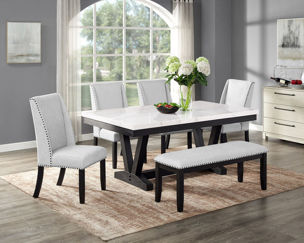 Varley - 5 Piece Dining Room Set With Wing Chairs - White / Gray