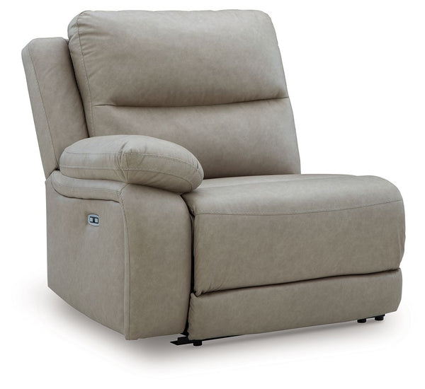This left-arm facing power recliner is made with faux leather upholstery. It pairs with other items in the series to make a modular sectional.<br/><br/><b>Product Features</b><ul><li>Compatible with other 99201 items, sold separately</li></ul><br/>