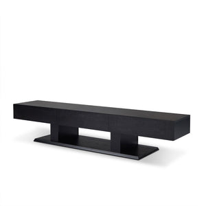 Inspired by heterogeneous global lifestyle, this Follian TV stand is designed to be an essential piece in any living room area. Covered in the high quality black veneer, ultimate elegance is presented with functionality. Featuring three drawers and an ope