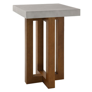  a perfect blend of industrial chic and rustic elegance. Featuring a striking faux concrete finish table top and a robust wooden base