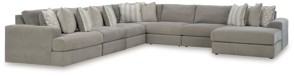 The casual, low-slung shape of this sectional makes it fully lounge-ready. Its deep seating invites you to sink right in, with bold beveled block arms that are softened by bullnose â€œwaterfallâ€ cushions. Best of all, the modular design lets you stage t