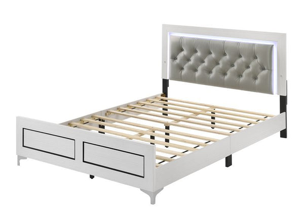 Casilda - Queen Bed - Gray PU & White Finish