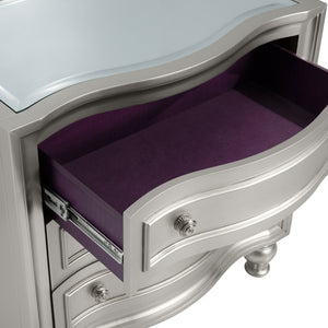 Reflections - Nightstand With Mirrored Top - Silver