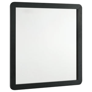 Instill a refined final touch with a modern framed dresser mirror. Its contemporary style is enhanced with a black finish over melamine framing, resisting wear and tear for a chic look that lasts. It features rounded corners on its frame, creating an open