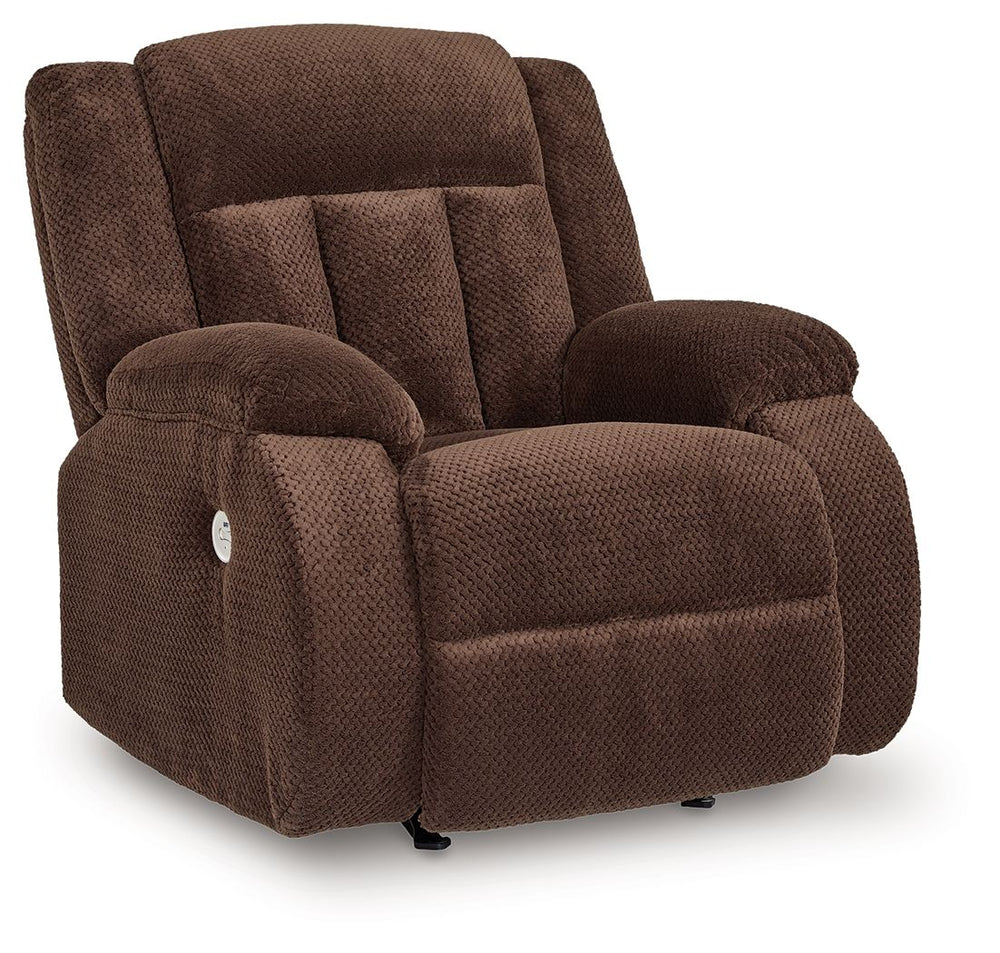 There-'s no need to sacrifice looks for comfortâ€”this power rocker recliner serves up both, plus a richly relaxed sense of style. Its chocolate-hued velvet upholstery is ultra soft, with a plush waffle weave for an added layer of interest. The overstuffe