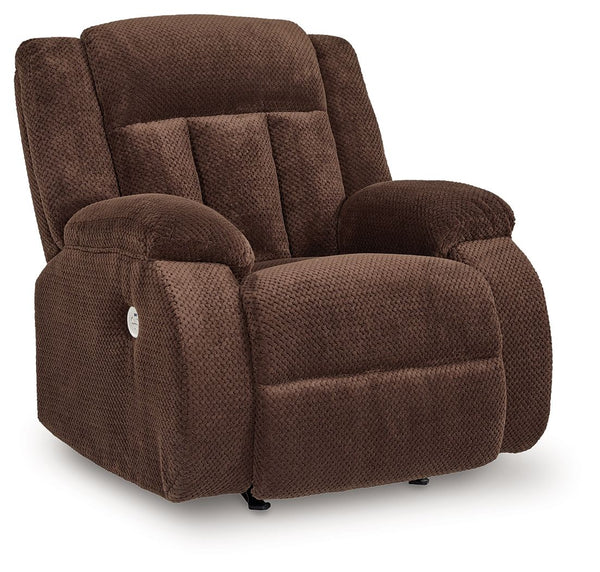 There-'s no need to sacrifice looks for comfortâ€”this power rocker recliner serves up both, plus a richly relaxed sense of style. Its chocolate-hued velvet upholstery is ultra soft, with a plush waffle weave for an added layer of interest. The overstuffe