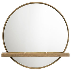 Arini - Round Vanity Wall Mirror With Shelf - Sand Wash