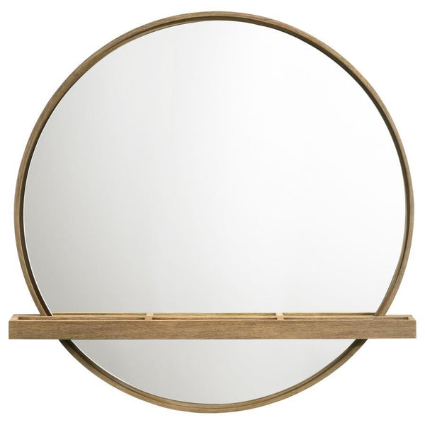 Arini - Round Vanity Wall Mirror With Shelf - Sand Wash