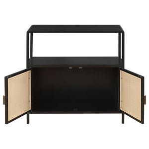 Amherst - 2-Door Radio Weave Cane Metal Accent Cabinet - Black