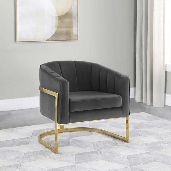  this bucket chair provides comfort and aesthetic allure. It-'s upholstered with soft velvet that will have you sinking into the padded cushioning. Vertical tufting adorns the backrest for an eye-catching appearance. The bol