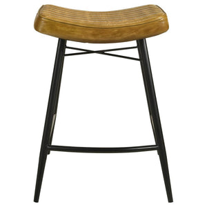 Bayu - Leather Upholstered Counter Stool (Set of 2) - Camel