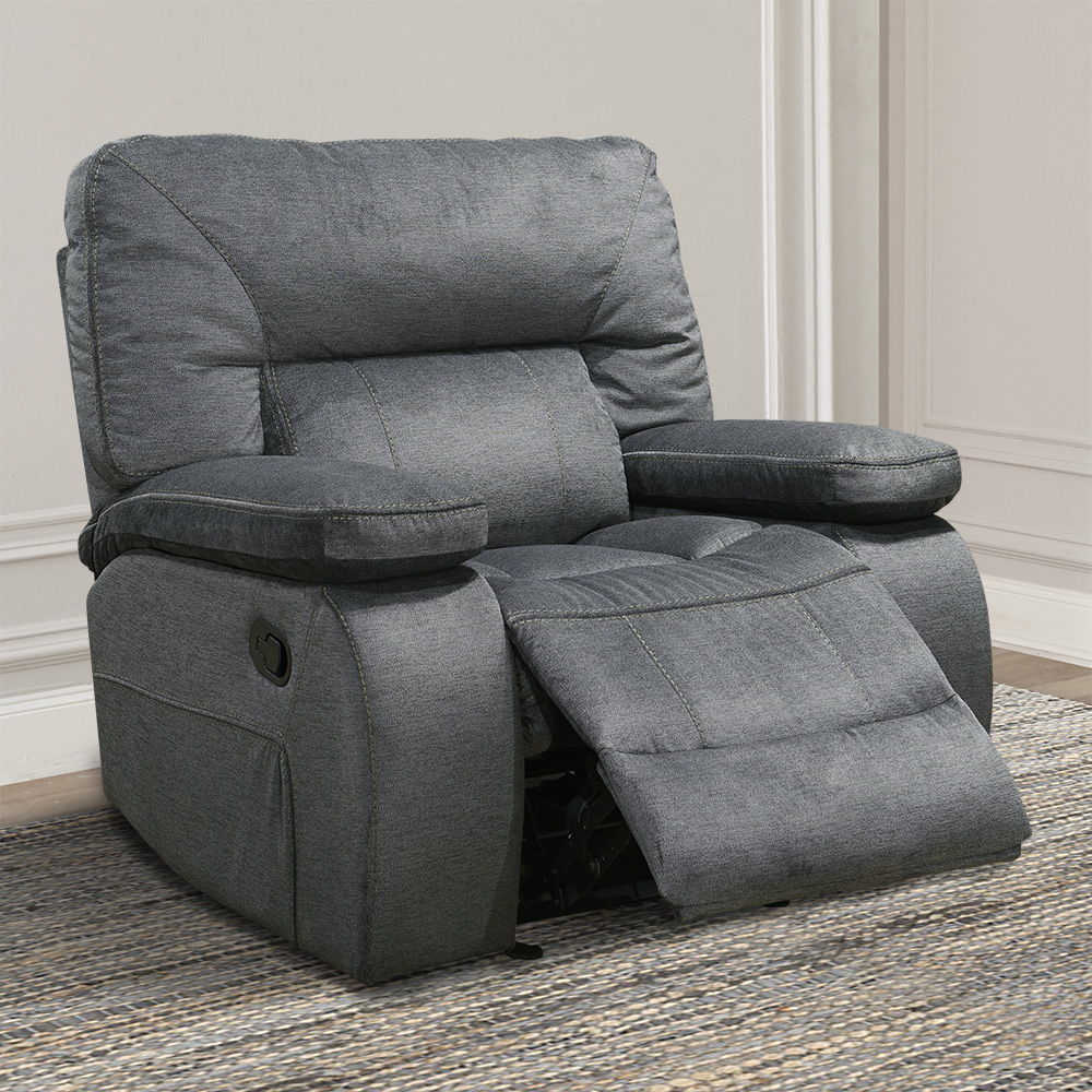 Combining the best of both a recliner and a glider, this stylish Manual Glider Recliner gives you endless options. Relax with your feet up or enjoy the soothing effect of its smooth gliding motion.<br/><br/><b>Product Features</b><ul><li>Manual-powered se