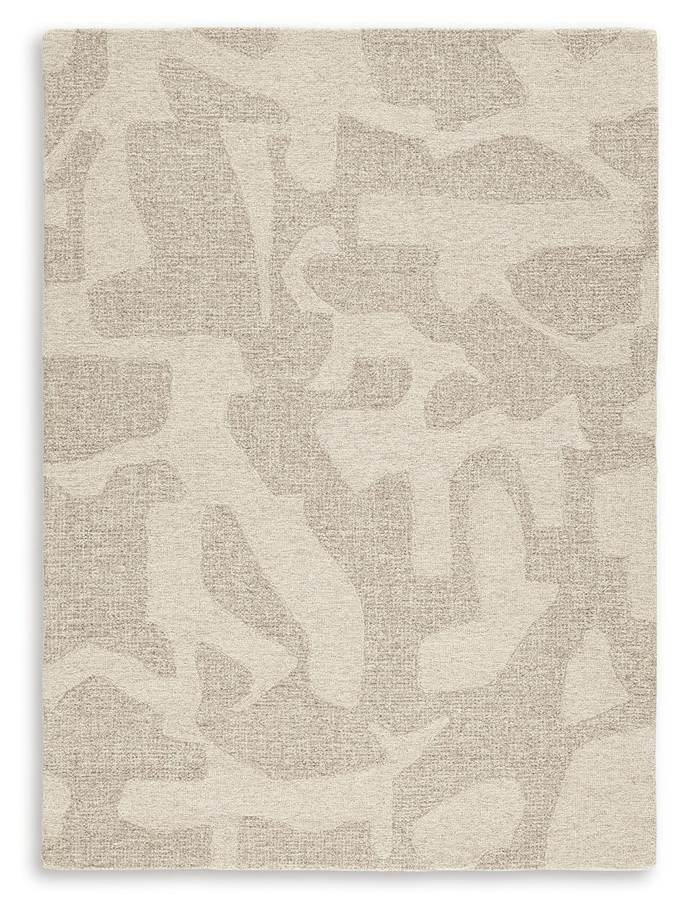 Add an abstract element to your floors. This accent rug effortlessly combines natural linen and taupe hues to create a contemporary aesthetic. Natural wool fibers form a decorative floor covering that complements your luxurious and laid-back lifestyle.<br