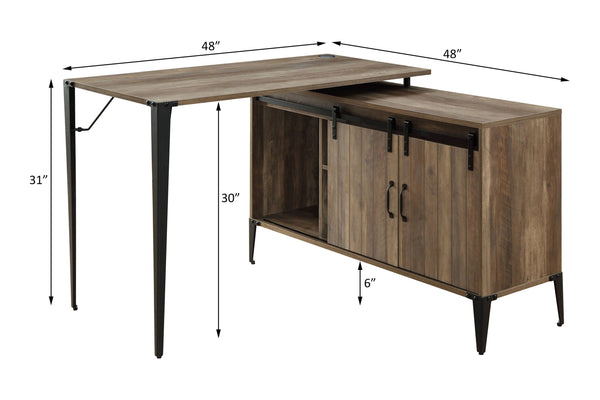 Zakwani - Writing Desk - Rustic Oak & Black Finish - Wood