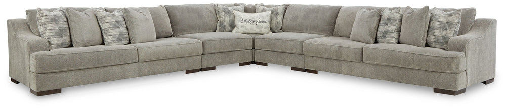 Get a leg up on comfort with this sectional. Sumptuously soft smoke gray upholstery welcomes you with open arms. A versatile performer, this stylish sectional steps in as a contemporary spot for impromptu entertaining.<br/><br/><b>Product Features</b><ul>