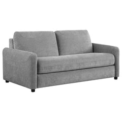 Spotlight stylish versatility with a modern sleeper sofa that adds functional seating to your living space. The convertible design offers clean lines and a minimalist profile, featuring slender rounded track arms and bench style seat cushions that will co