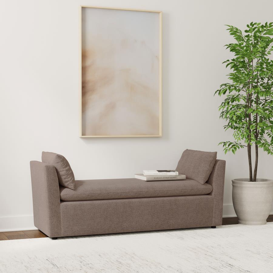 Create a chic spot for lounging or relaxing with a modern upholstered bench. With plush foam cushions and accent pillows, this backless design is ideal for a cozy primary suite or stylish living room. It features Asian hardwood framing for excellent durab
