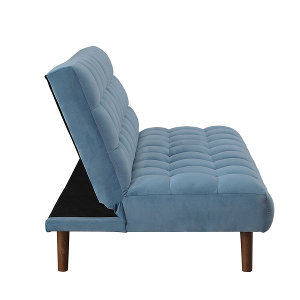 Yolandi - Futon - Teal Velvet & Dark Walnut Finish