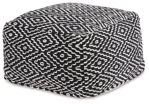 A handwoven geometric design in a color scheme that fits every decor. Those are just a few of the things to love about this casually cool pouf. Whether itâ€™s used as a comfy footrest or staged beside a coffee table or chairside, this easy-to-stow piece i