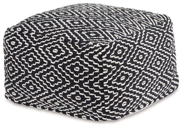 A handwoven geometric design in a color scheme that fits every decor. Those are just a few of the things to love about this casually cool pouf. Whether itâ€™s used as a comfy footrest or staged beside a coffee table or chairside, this easy-to-stow piece i