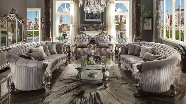 Creating an elegant and traditional design in living room, the Versailles sofa set is your ideal choice. Seating in a crescent environment and feeling like royalty, you can be more convenient to enjoy the family time or play with your friends. Additionall