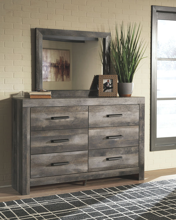 This dresser and mirror set is sure to win your heart with its daring designer take on modern rustic. The dresser and mirror-'s crisp, clean and minimalist-chic profile is enriched with a striking replicated oak grain with thick plank styling and a weathe