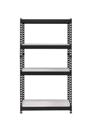  clear and strong accessories. The Decmus Bookshelf has a black metal frame with simple hollow out carved patterns for a modern industrial look. It is outfitted with adjustable shelves that allow more flexible use o