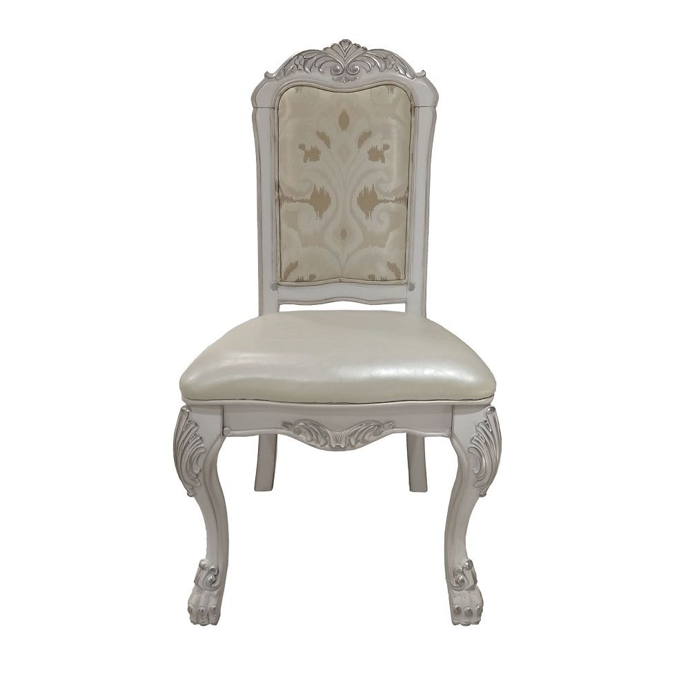 Dresden - Side Chair (Set of 2) - PU & Bone White Finish<br/><br/><b>Product Features</b><ul><li>Padded Seat & BackButton Tufted Back</li></ul><br/>