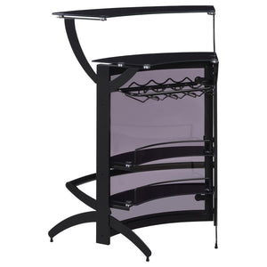 Dallas - 2-Shelf Curved Freestanding Home Bar Cabinet - Black