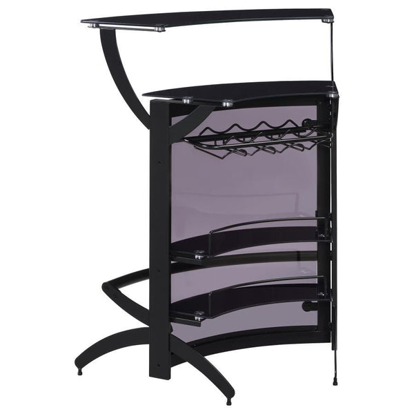 Dallas - 2-Shelf Curved Freestanding Home Bar Cabinet - Black