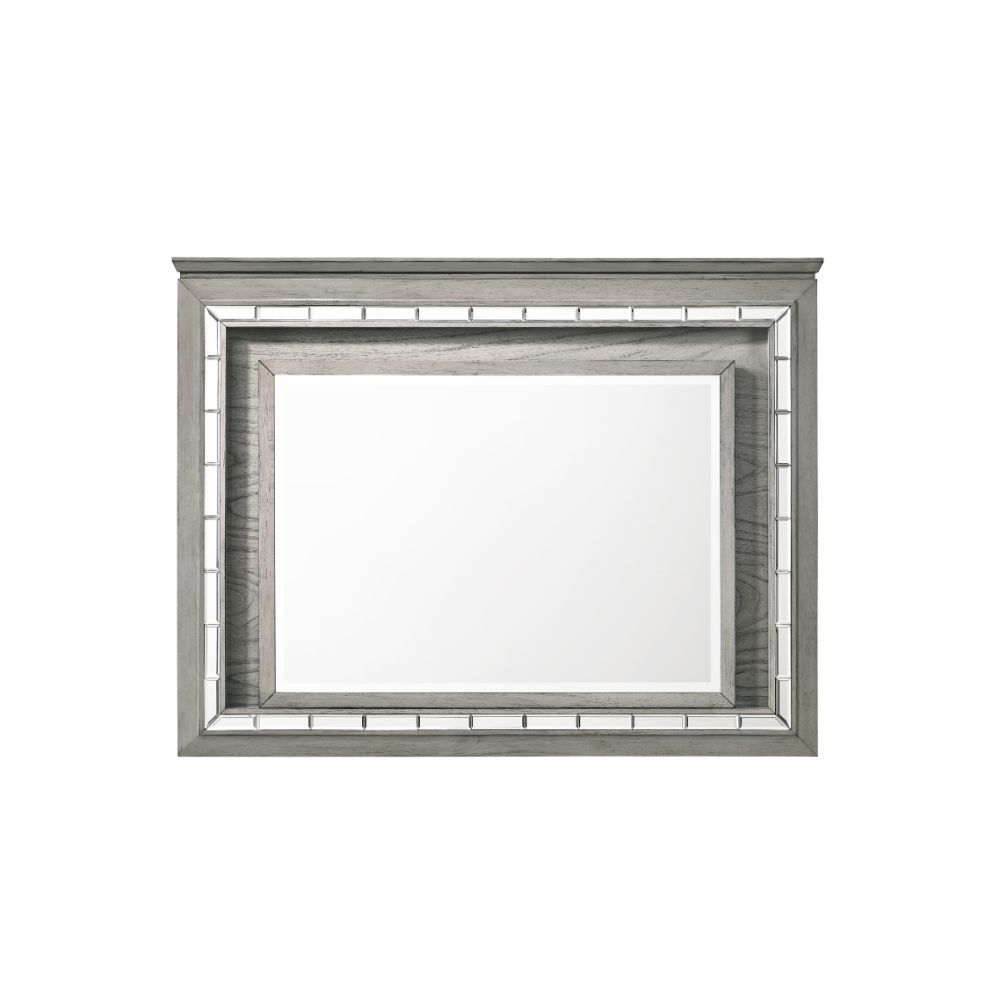 Mirror with Beveled Edge (4mm) Touch-LED Light Shape: Rectangular Orientation: Landscape (Horizontal)<br/><br/><b>Product Features</b><ul><li>Case: 1Pc/1Ctn</li><li>Finish: Light Gray Oak</li><li>Style: Glam</li><li>Materials: Wood, Touch LED Light, Mirro