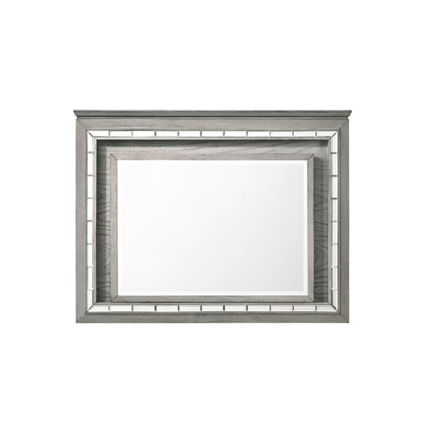 Mirror with Beveled Edge (4mm) Touch-LED Light Shape: Rectangular Orientation: Landscape (Horizontal)<br/><br/><b>Product Features</b><ul><li>Case: 1Pc/1Ctn</li><li>Finish: Light Gray Oak</li><li>Style: Glam</li><li>Materials: Wood, Touch LED Light, Mirro