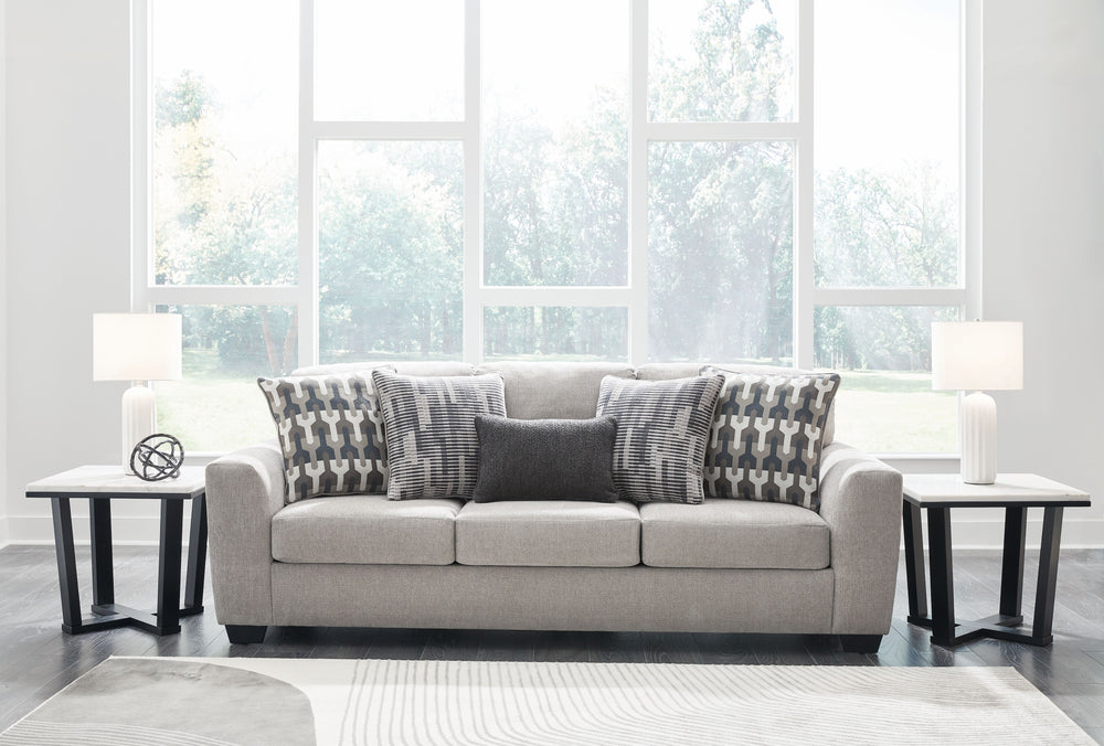 Need a simple style refresh? Liven up your space with this sofa and loveseat set. Its sleek design invites you to sink into the generous cushions. Plush, textured upholstery creates a captivating look that works for aesthetics ranging from classic to cont