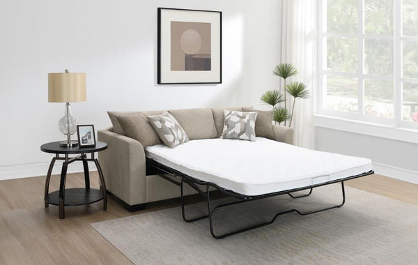 Storey - Upholstered Sleeper Sectional Chaise Sofa - Camel