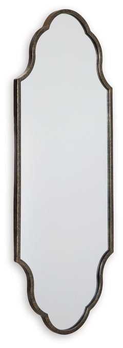 Mirrored glass in various forms has served as decadent decor for ages, and this wall mirror is no exception. Its keyhole design with scalloped edges stands out in an antiqued goldtone metal frame, giving this mirror a hint of dimension and elegance.<br/><