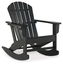 Add cottage-quaint charm to your outdoor oasis with this rocking chair in black. Made of MEGA-TUFFÂ® high-density polyethylene material, itâ€™s sure to weather the seasons beautifully. Designed to shed rainwater, the chairâ€™s slatted styling and classic 