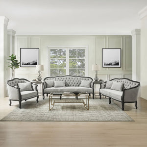 Samael - Chair - Gray Linen & Dark Brown Finish
