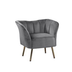Reese Accent Chair - Gray Velvet & Gold