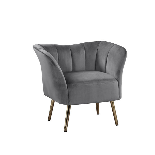 Reese Accent Chair - Gray Velvet & Gold