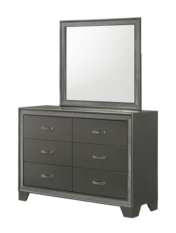 This luxurious bedroom collection exudes opulence with its dark, shimmering finishes and plush, tufted upholstery. The bed is a showstopper, featuring a high, tufted headboard that invites you to recline in comfort and style. Accompanying the bed are a ma