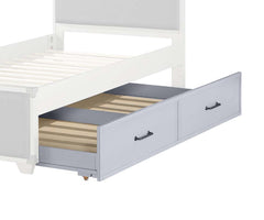 KD, Trundle Bed (Twin Size) (ss) NO Storage Wooden Frame with Pull-Handles Caster Wheels Included CONSTRUCTION Wooden Frame (Pine & Poplar)<br/><br/><b>Product Features</b><ul><li>Case: 1Pc/1Ctn</li><li>Finish: Gray</li><li>Style: Transitional</li><li>Mat