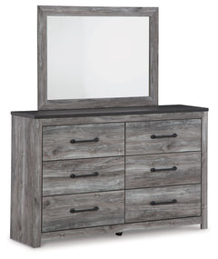 Alluring smoky gray hues create an ambiance that just feels right. This 6-drawer dresser and mirror set has a charming wood-like appeal enriched by a two-tone, textured look. Light neutral shades contrasted by a dark charcoal finish bring a refined yet re
