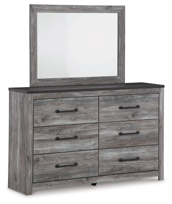 Alluring smoky gray hues create an ambiance that just feels right. This 6-drawer dresser and mirror set has a charming wood-like appeal enriched by a two-tone, textured look. Light neutral shades contrasted by a dark charcoal finish bring a refined yet re
