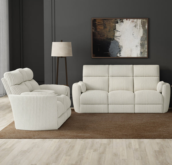 Perfect for relaxing at the end of a long day, this Power Sofa, Loveseat, and Glider-Recliner set features smooth power reclining for ultimate comfort.<br/><br/><b>Product Features</b><ul><li>Frame and wrapped in 100% polyester fabric</li><li>Curved arms<