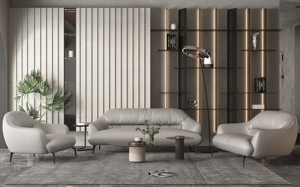  the Leonia collection is fitting for the modern home. The clean lines and slopped armrests make for a timeless collection. The plush backrest and seat cushions make lounging enjoyable for hours. The meta