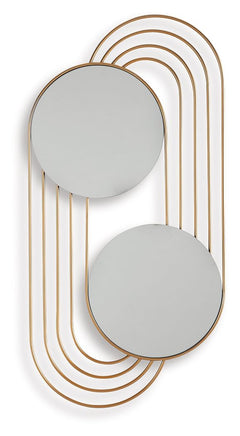 Look at youâ€”times two. If an ultra-contemporary look is the vibe you-'re going for, then this accent mirror is beautifully on point. A gracefully curved goldtone frame completes the design with a sense of subtle sophistication. What an eye-catching addi
