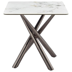 Carvell - Square Sintered Stone End Side Table - Mirage White