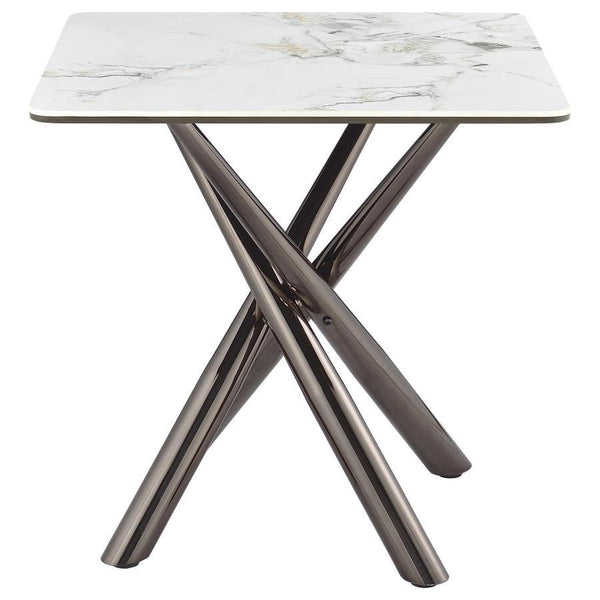 Carvell - Square Sintered Stone End Side Table - Mirage White